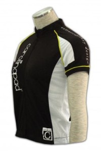 W068   訂做運動性單車衫 訂購團體運動短袖衫  球衣店 運動衫專門店      黑色  撞色白色